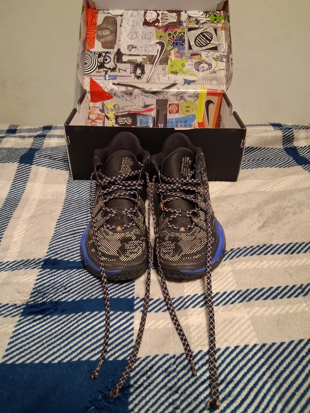 Kids Black and Blue Athletic Shoes